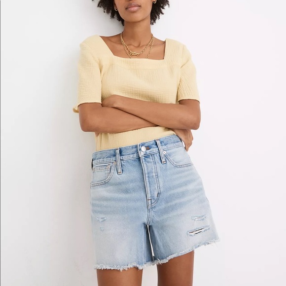 Madewell Relaxed Mid-Length Denim Shorts in Selton Wash: Ripped Edition - Picture 3 of 6